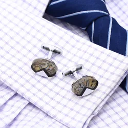 High Quality Colorful Pattern Oval French Shirt Cufflinks For Mens Buttons Wedding Groom Copper Metal Cuffs Suit Gemelos Jewelry