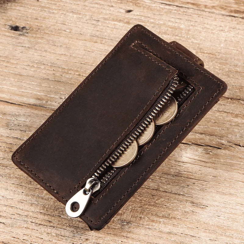 100% Genuine Leather Card Wallet for Men Credit Cards Holder RFID Protected Cash Purse Coin Pocket Small Slim Cards Case