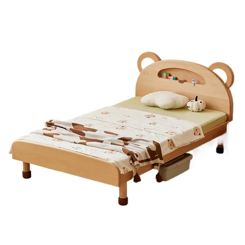 All solid wood second bedroom small bed Japanese log style small apartment