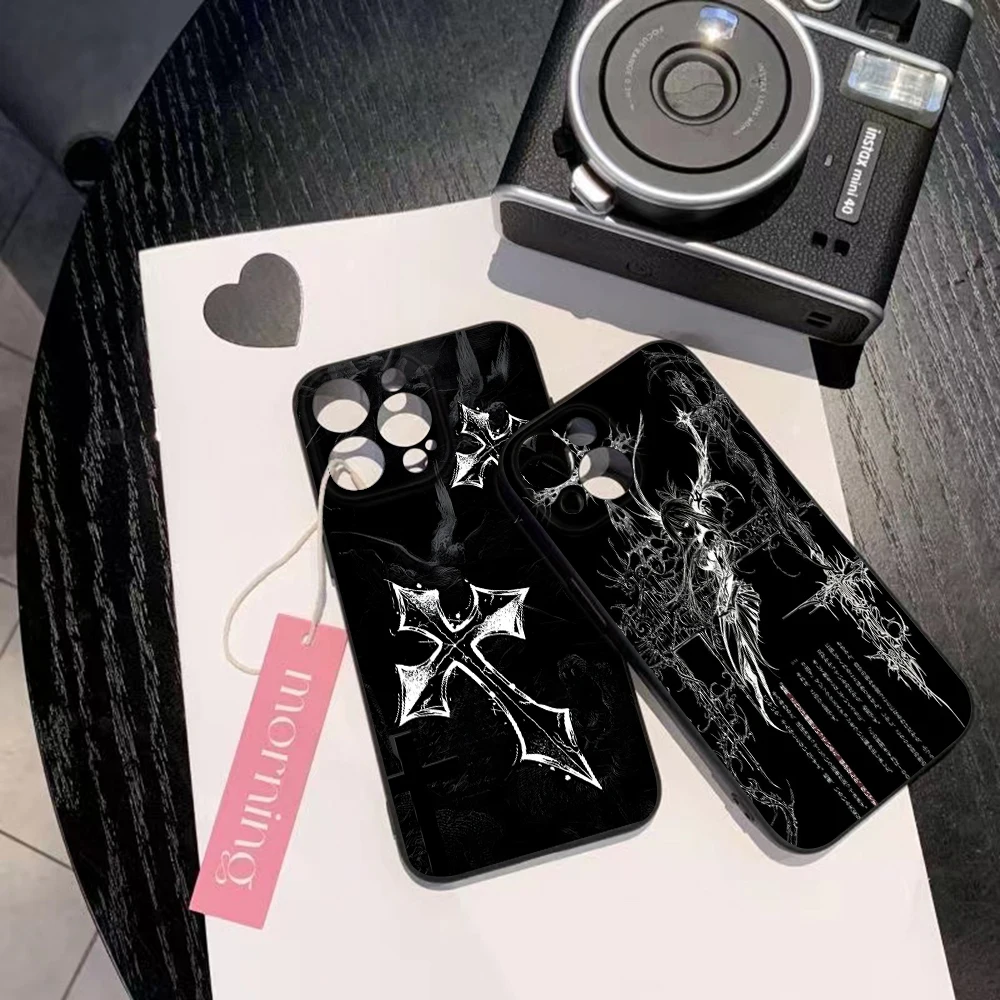 Cool Black Gothic Cross Phone Case For Xiaomi Mi 15T 15 14T 13 12 12T Poco X7 X5 F5 F7 M5 M7 X4 M4 M3 Lite Ultra Pro 4G 5G Back