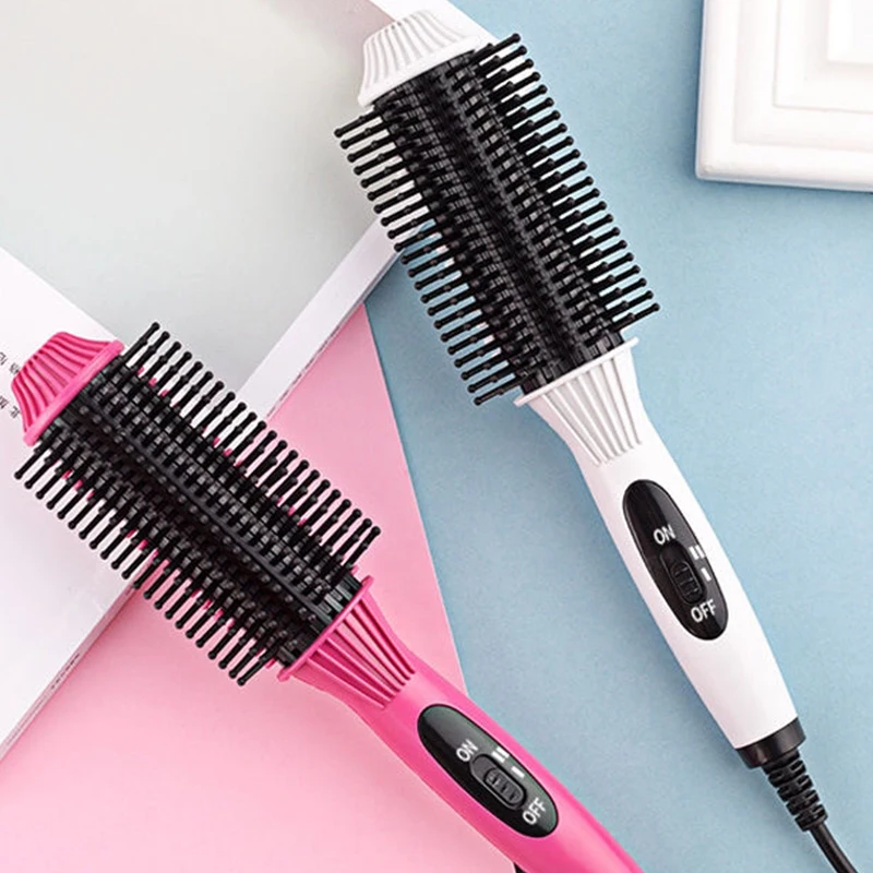 Multifunctional Heating Curling Iron Ceramic Heated Round Brush Electric Hair Straightener Brushes Professional Styling Tool view 4