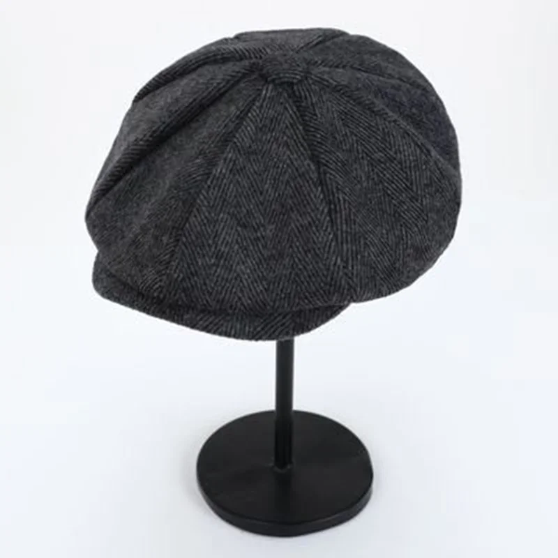 Retro Newsboy Caps für Herren, achteckige Hüte, britische Malerhüte, Herbst-Winter-Baskenmützen, Fischgrätmuster-Flatcaps, Hip-Hop-Baskenmützen, Gorras