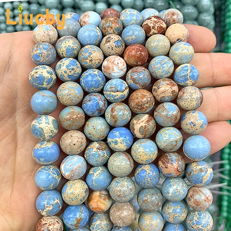 

Imperial Jaspers Sea Sediment Turquoise Natural Stone beads For Jewelry Making DIY Hoop earrings gift Crafts 15" Inch 4/6/8/10MM