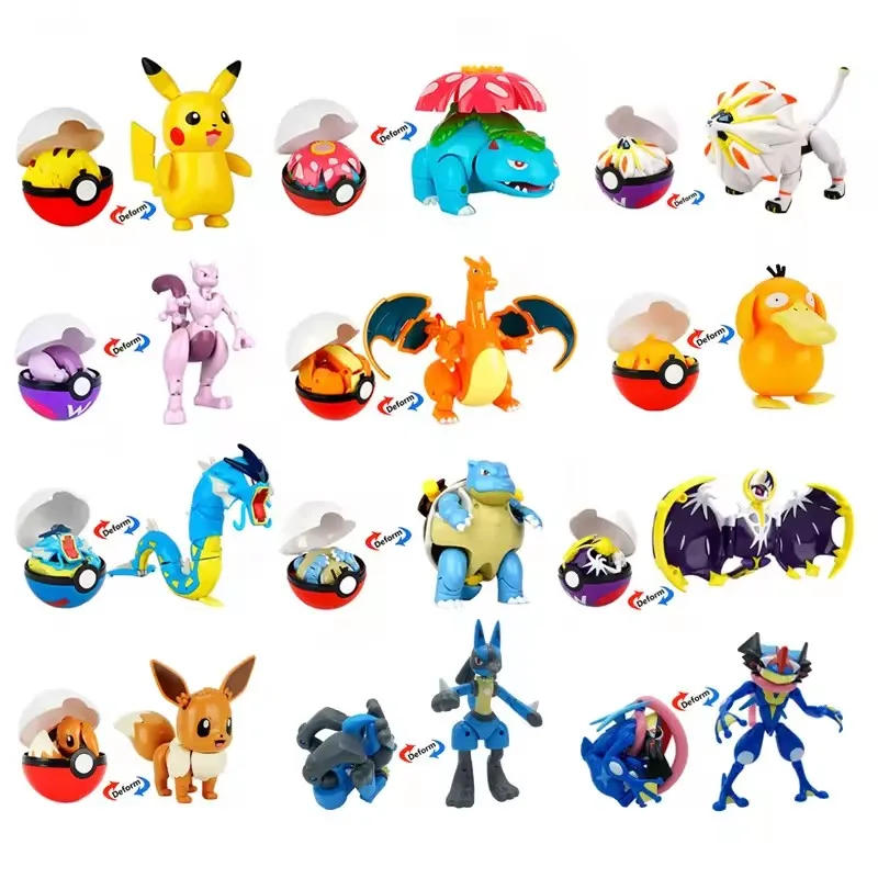 البوكيمون Pokeball مجموعة صناديق اللعب جيب الوحش بيكاتشو ASH-Greninja Lucario Eevee أنيمي عمل نموذج لجسم لعبة هدايا الأطفال