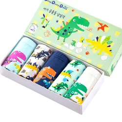 5 Pcs/Lot Boy Underwear Soft Cotton Briefs For Boys Dinosaur Cartoon Children Panties Breathable Kids Underpants Briefs Age 2-14