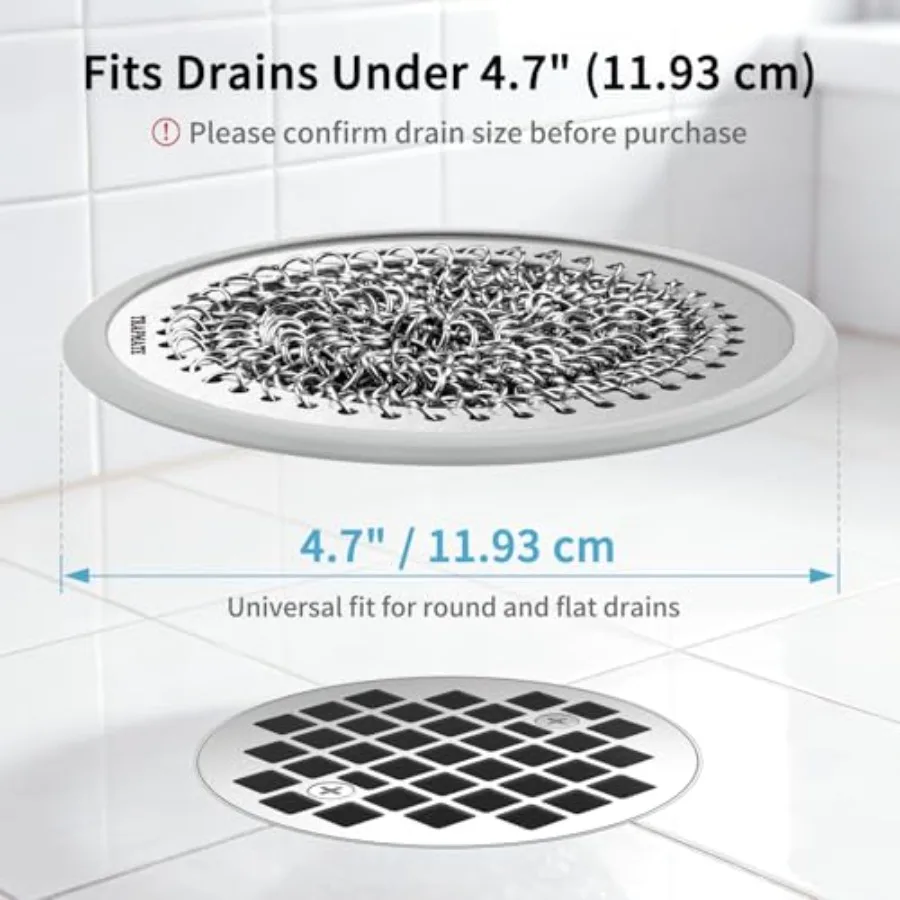 Shower Drain Hair Catcher, Patented Bathtub Stopper Drain Strainer Kit, Fast Drainage Stainless Steel Shower Drain Cover for US