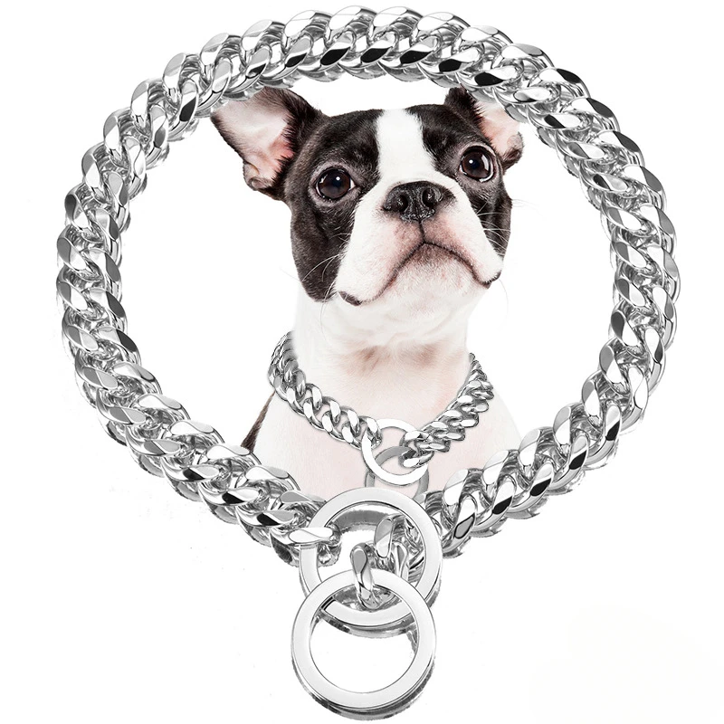 Spot Stainless Steel Pet P Chain Neck Ring 15mm Six-sided Polished Dog Necklace P Rope