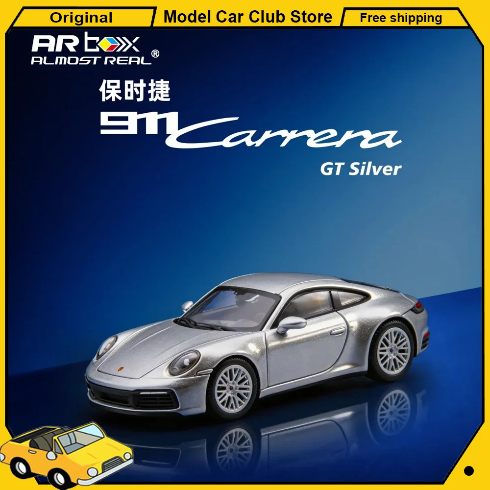 

New Almost Real AR Box 1:464 Scale Porsche 911 Carrera 992.1 GT Silver Sports Car Alloy Car Model Diecast Collection Hobby Toys