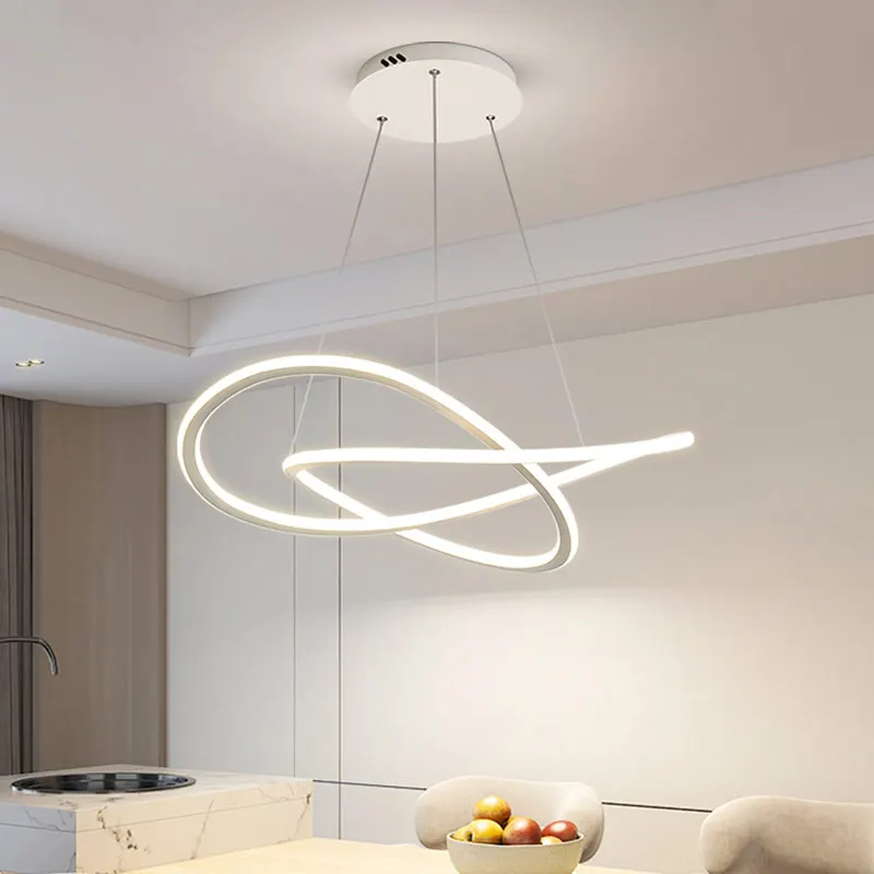 

Modern Led Hanging Pendant Lamp Kitchen Light Fixtures Nordic Dining Room Loft Suspension Home Decor Bright Ceiling Light White