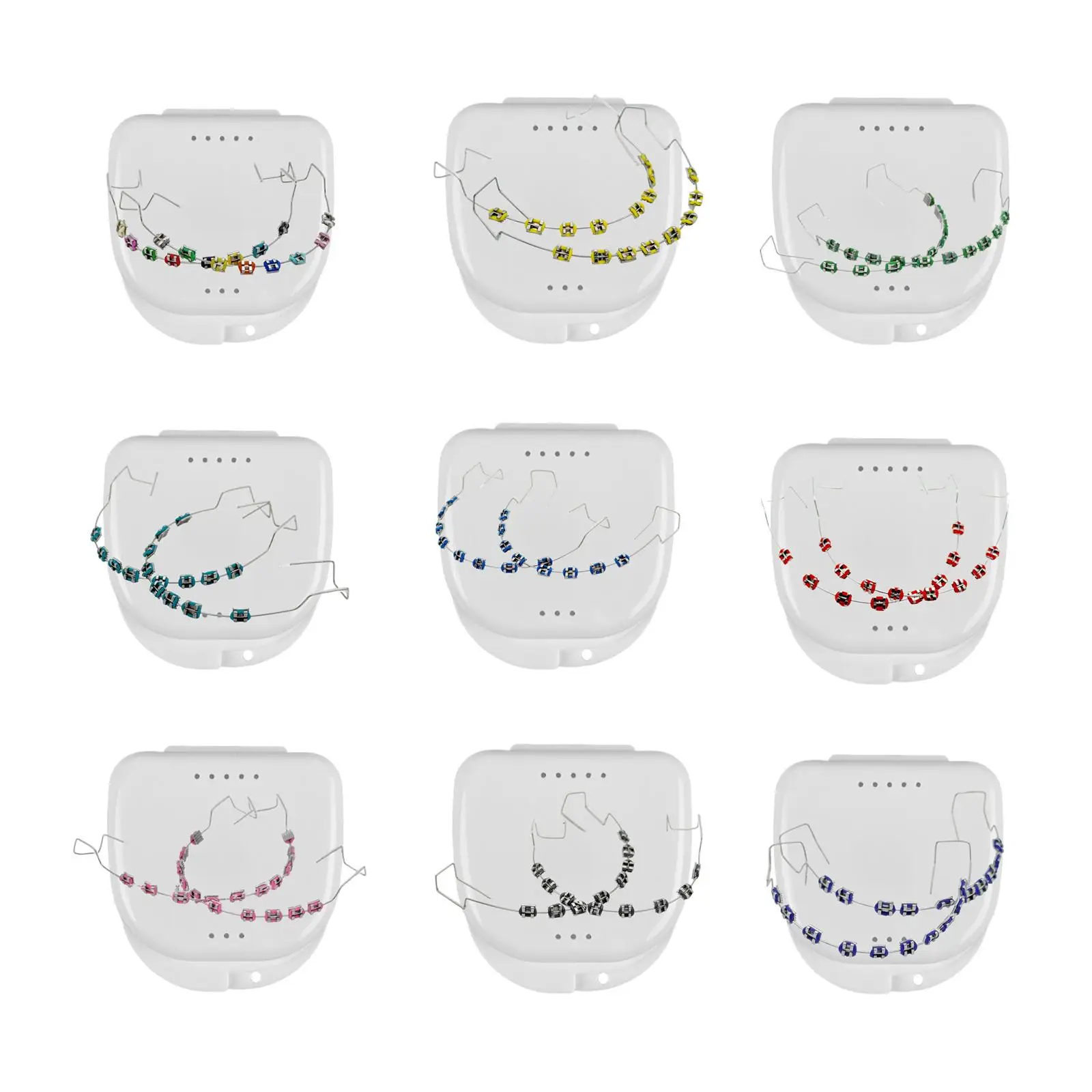 다채로운 유행 교정기 구강 교정기 패션 금속 와이어 임시 치아 교정기 보관 상자가있는 컬러 지시점