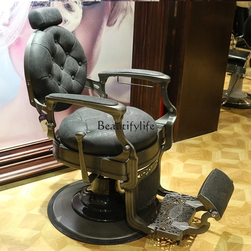 Chaise de coiffure à tête d'huile pour hommes, salon de coiffure, salon de coiffure, salon de coiffure, levage de la coupe de cheveux, chaise de grattage inclinable