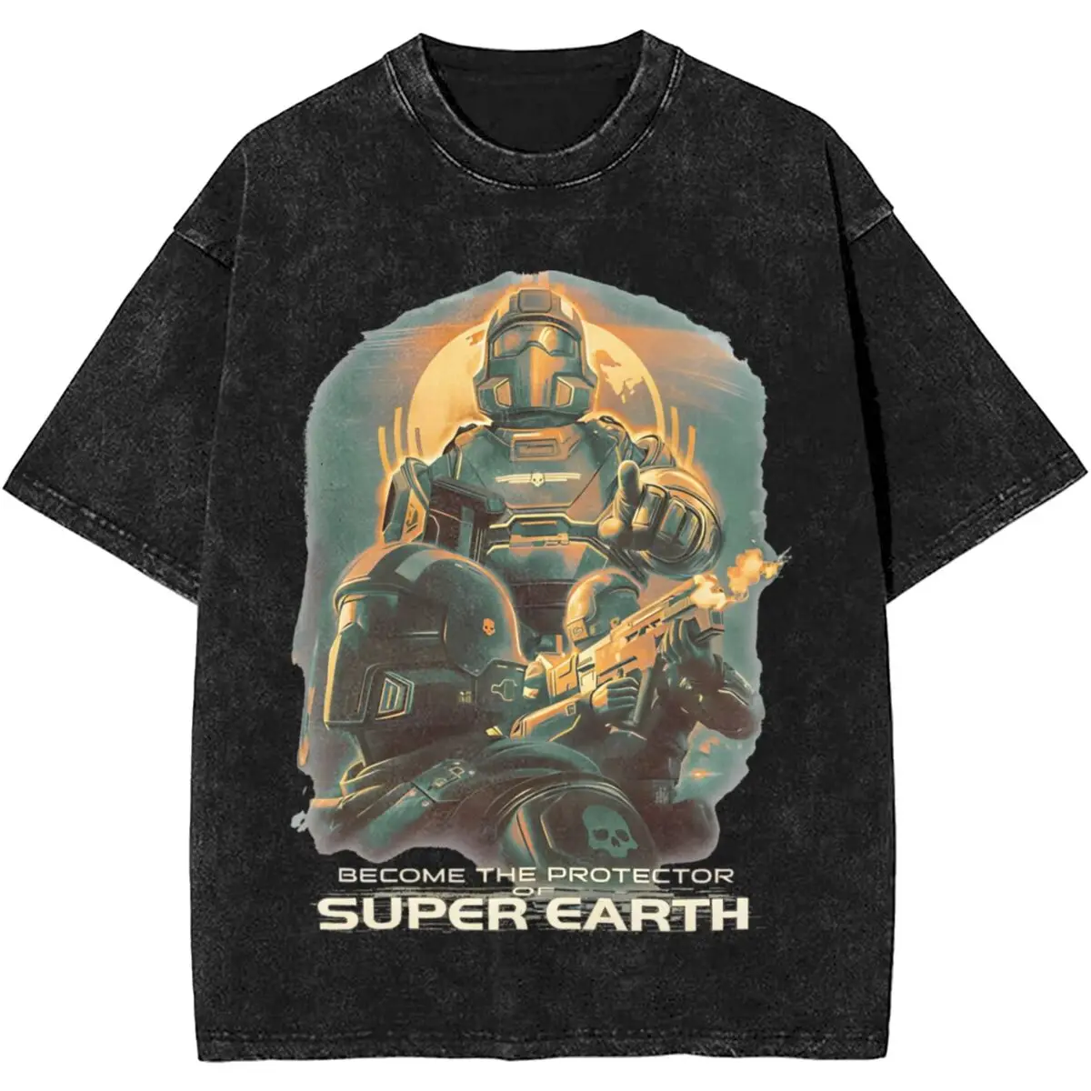 Helldivers 2 Super Citizen Edition Washed Shirt Accessories Streetwear Cotton T-Shirts Manged Democracy Tee Shirt Men Women