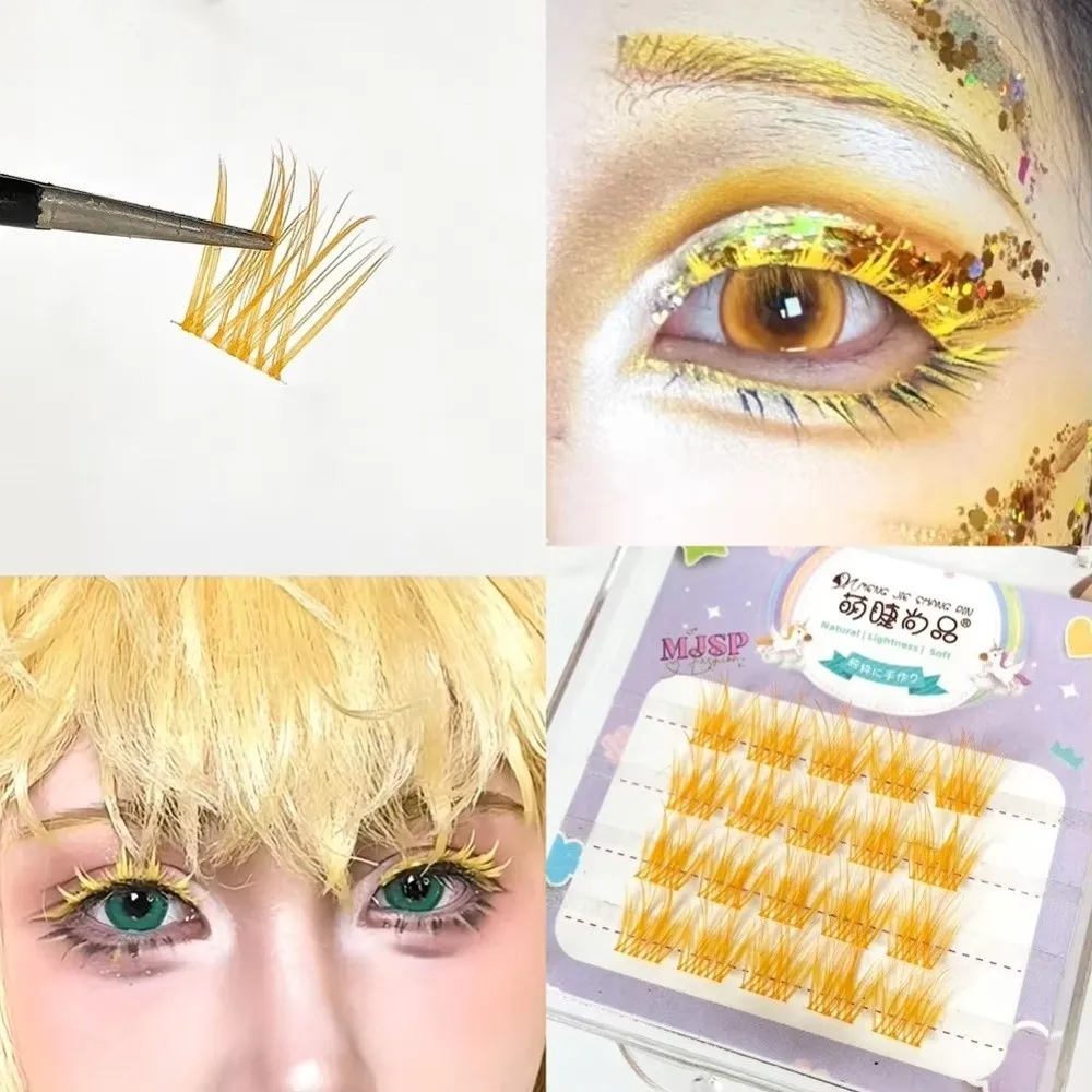 Colorful False Eyelashes Natural Look Wispy Style Eyelash Extensions Extension Clusters Purple Red Blue White Eyelash Clusters