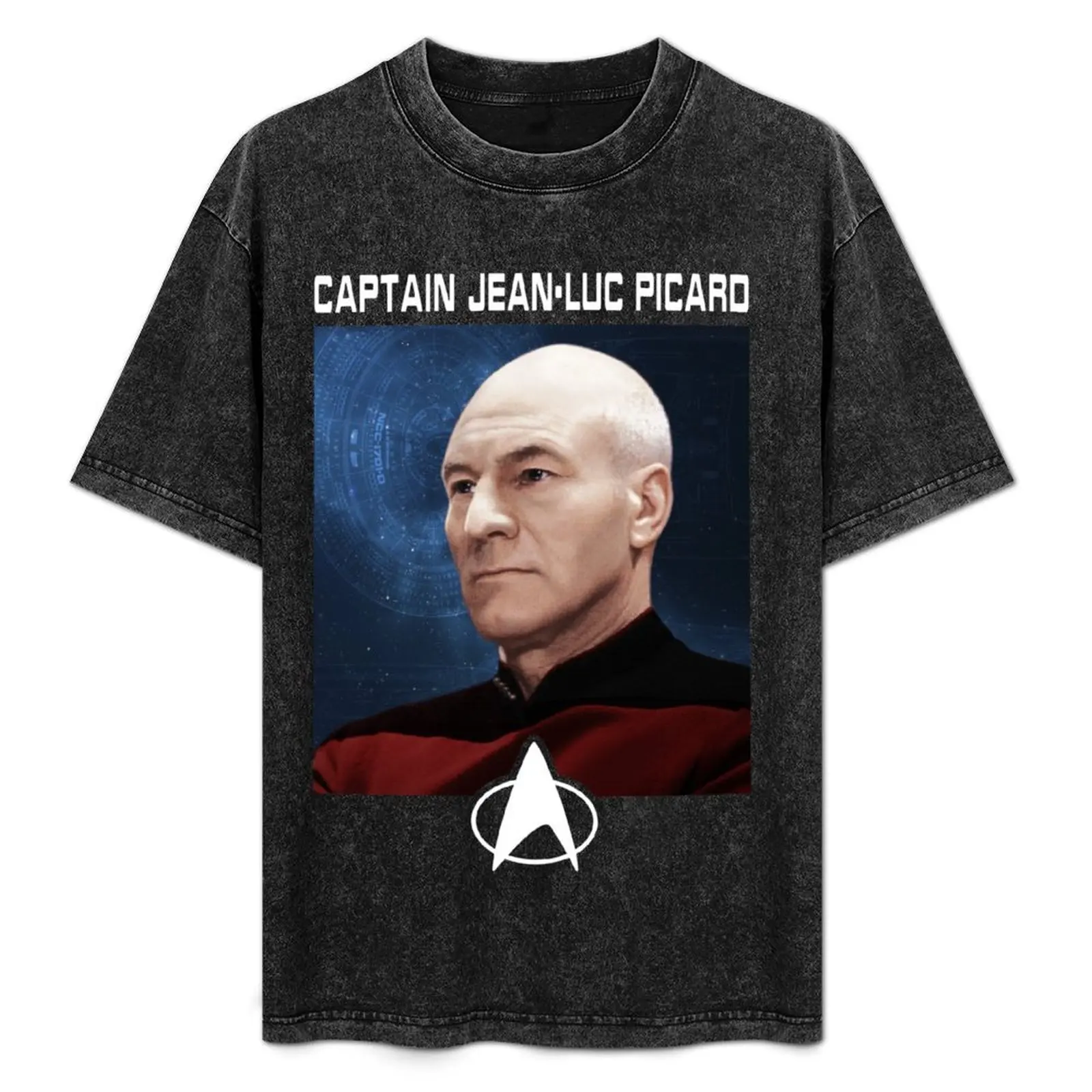 

Star Trek Next Generation Captain Jean-Luc Picard Portrait Poster T-Shirt Casual Loose Short Sleeve Tee for Men