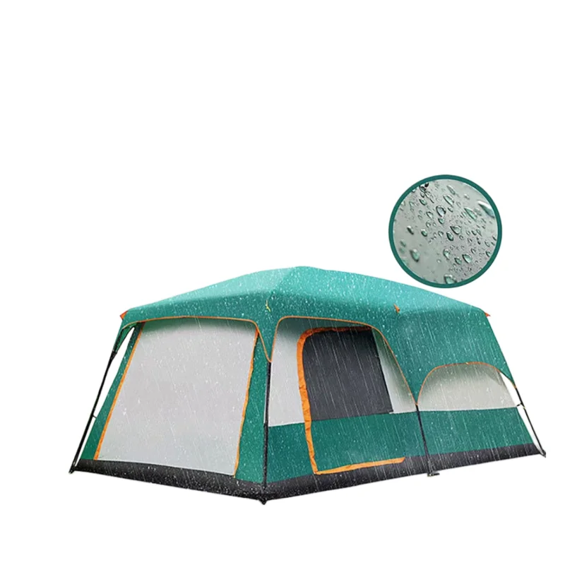 Spacious two bedrooms and a living room, summer outdoor tent,straight support, durable and portable, suitable for family camping