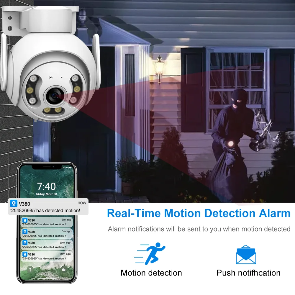 5MP WiFi IP Camera Monitor Smart Home Outdoor Waterproof PTZ CCTV Camera Indoor Auto Tracking Cam V380 Pro app image 6