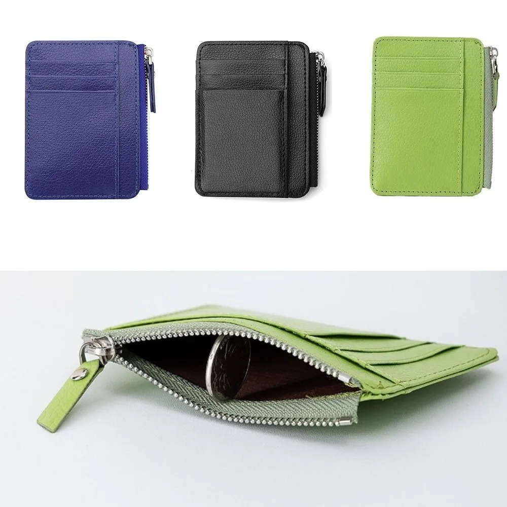 

Fashion PU Leather Card Bag Solid Color Soft Money Clip Ultra-thin Small Wallet Women Men