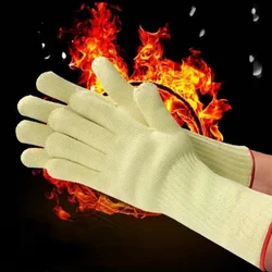 High Quality Thicken Double Cotton 500 Celsius Super Heat Resistant Anti Burn Heatproof Gloves Oven Kitchen White