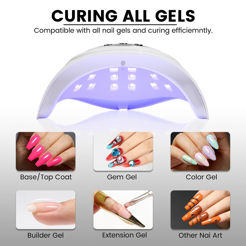 Lámpara LED UV para uñas, secador de uñas profesional de 24LED, luz de esmalte de Gel con 3 ajustes de temporizador, secador LED de Gel de curado con Sensor automático