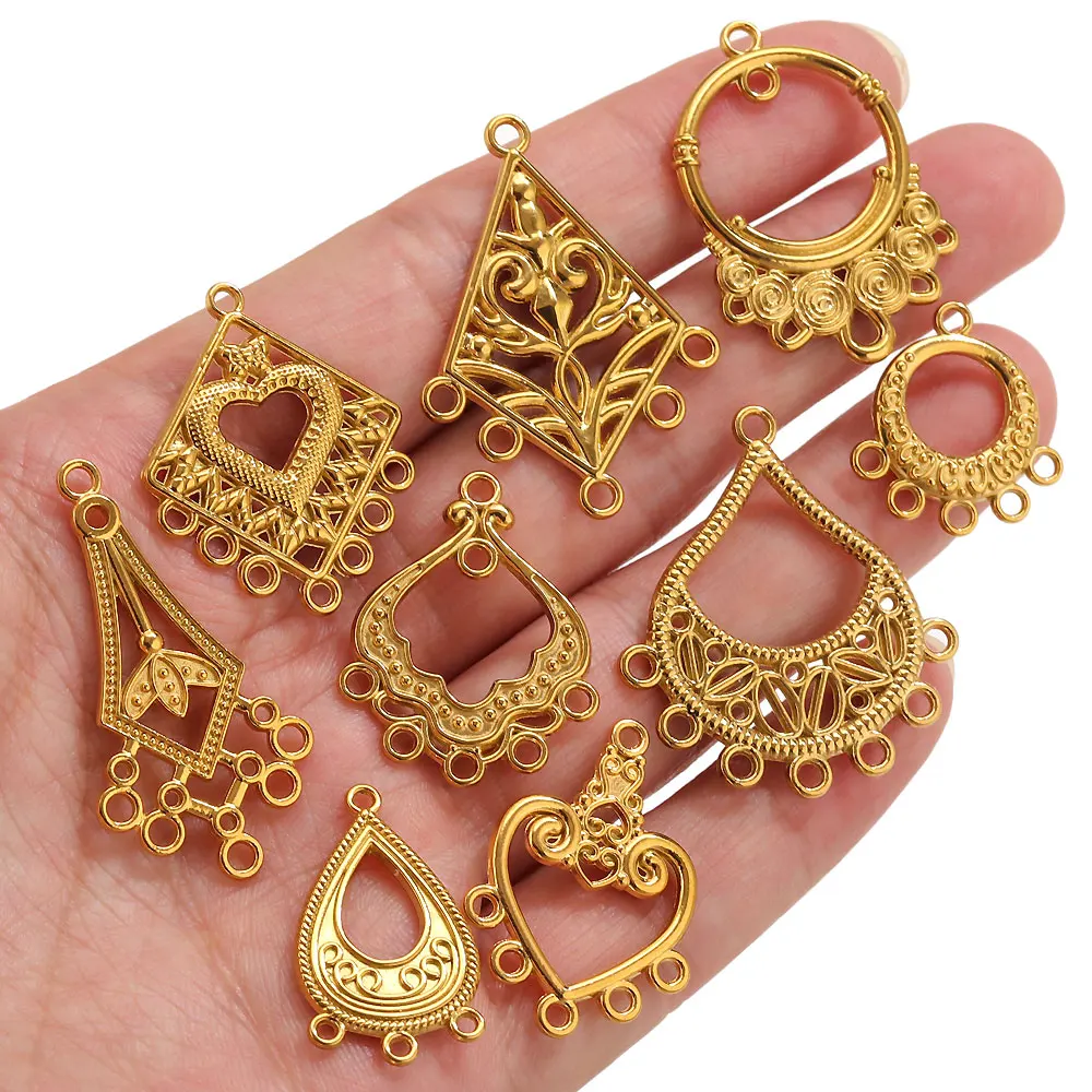 5 Stück poröse Anhänger aus Edelstahl für die Schmuckherstellung, Vintage-Ethno-Stil, zum Aufhängen, für Ohrringe, Anhänger, Verbinder, DIY-Schmuckzubehör – Detail 2