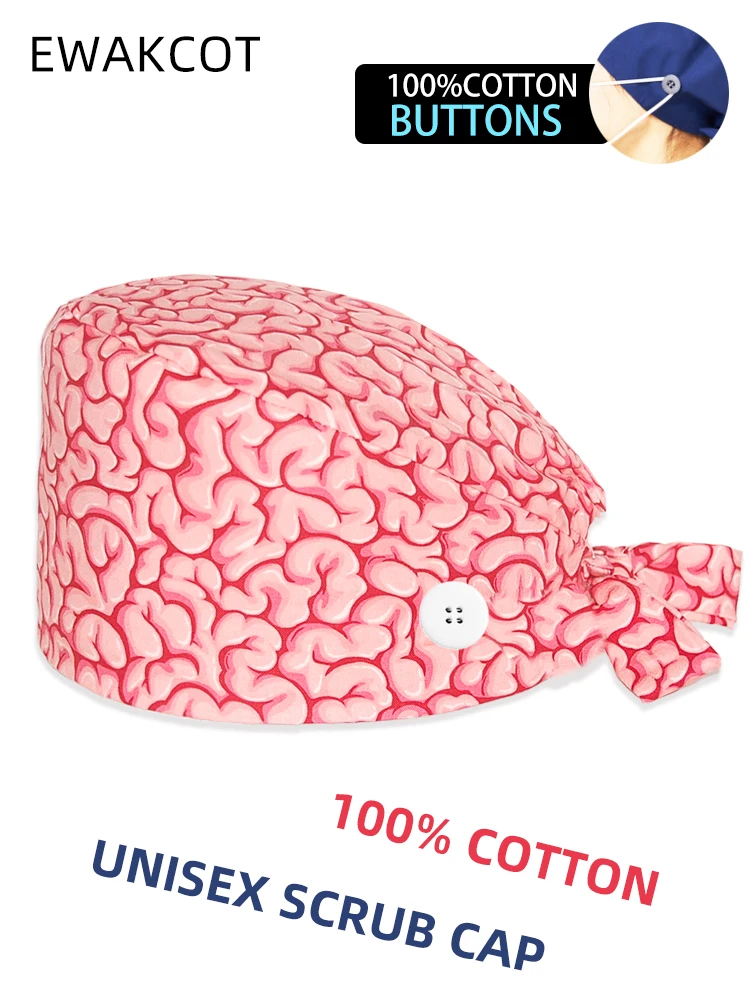 New Surgicals Cap Brains Print Doctors Medical Nurse Operating Room Caps Men Women Pet grooming nursing Hats Unisex Scrub Hats