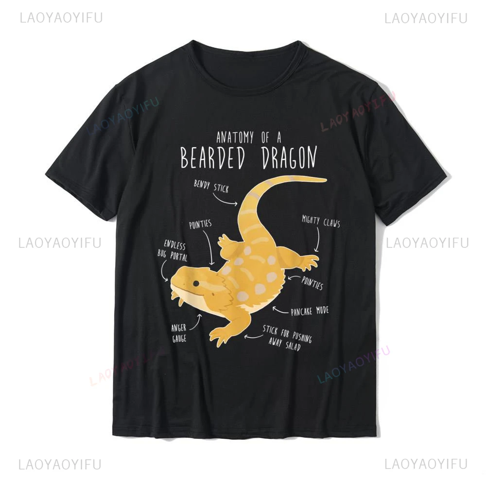 New Funny Pet Reptile Lover T-Shirt Anatomy of A Bearded Dragon Printed Tshirt Casual Fashion Loose Harajuku Hip Hop Man Tees