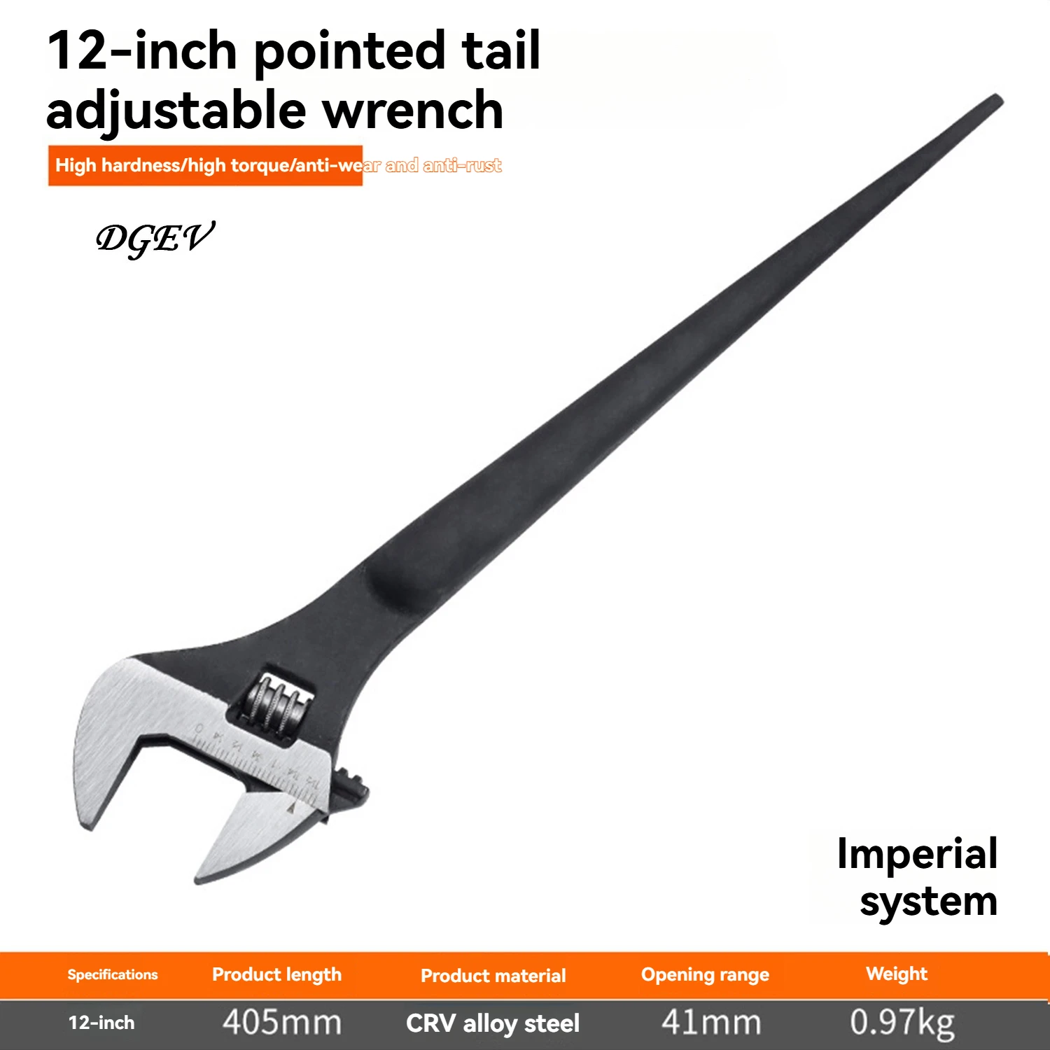 DGEV Set van 3 verstelbare spudwrenches met zwarte oxidecoating, verstelbare spudwrenchset 8-inch, 10-inch, 12-inch set en metrische S