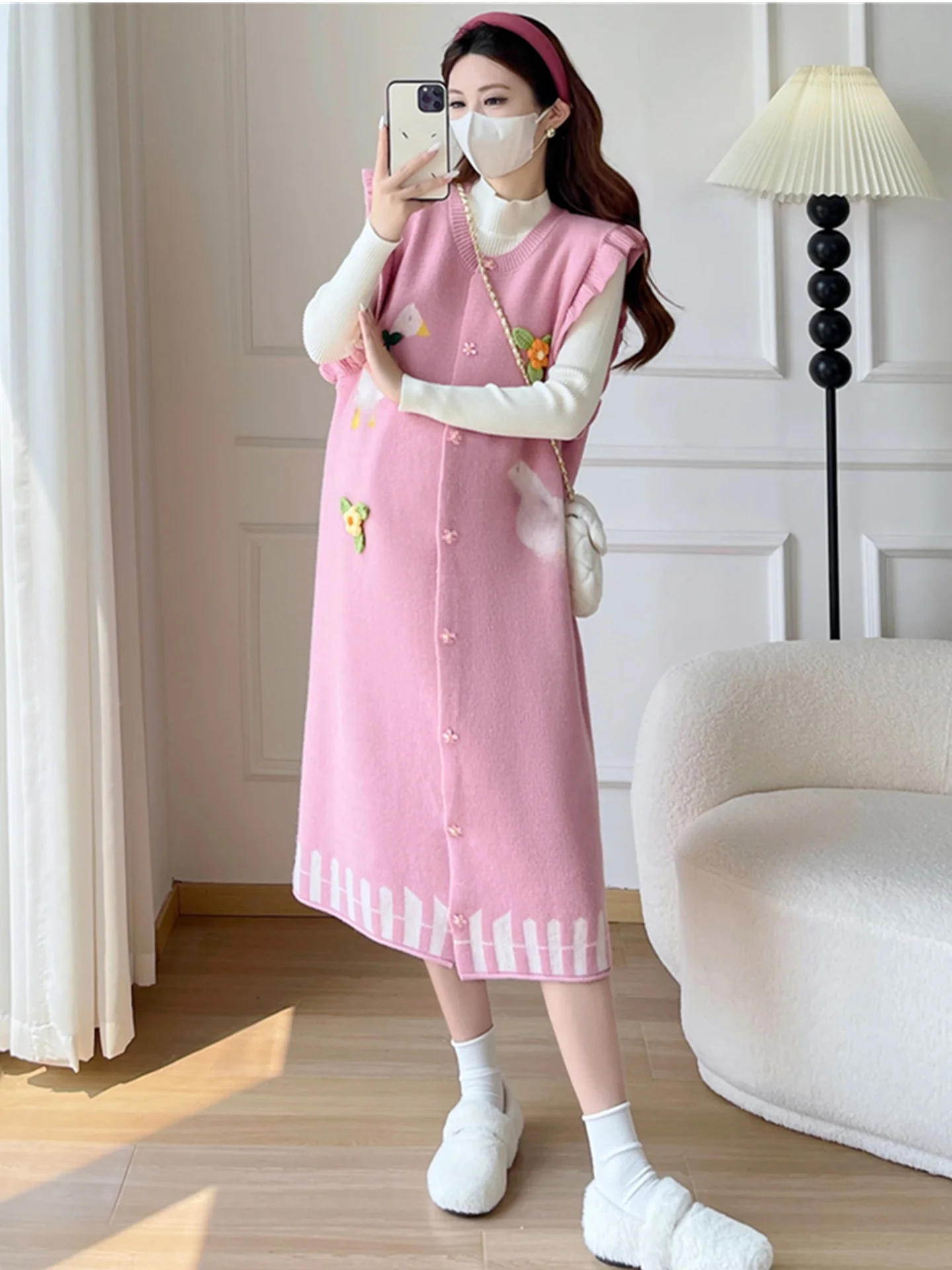 سترة طويلة محبوكة أنيقة للخريف والشتاء، تصميم جديد للنساء، فضفاضة وناعمة، ملابس محبوكة دافئة بياقة مستديرة