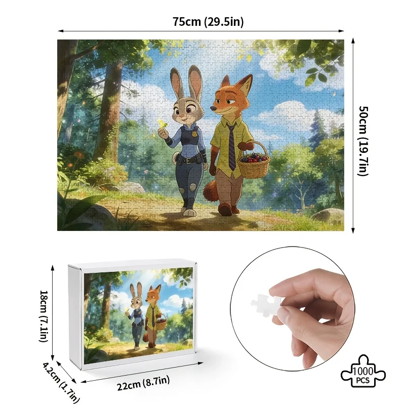 1000 ชิ้น จิ๊กซอว์ภาพพิมพ์ลายดิสนีย์ ซูโทเปีย จูดี้ ฮอปส์ และ นิค ไวลด์ |   ความยากสูง, ของตกแต่งบ้าน, เหมาะสำหรับห้องเรียน, ห้องครัว