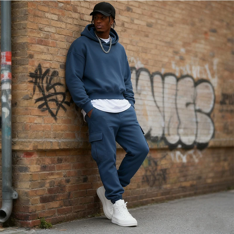 

Autumn Winter Fashion Casual Loose Oversize Sports Suit Y2K Street Hip-hop Long-sleeved Hooded Pullover Retro Casual Sweatpants