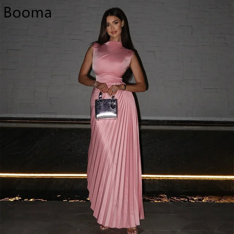 

Booma Elegant Sleeveless Pleats Long Evening Dresses Formal Party Gowns for Women Saudi Arabic Prom Gown Dubai Customize