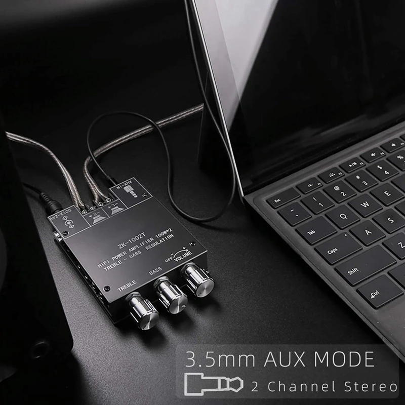 لوحة مضخم صوت AC88-ZK-1002T مع تحكم ثلاثي وباس BT وAUX مدخلات مكبرات صوت لاسلكية ذاتية الصنع