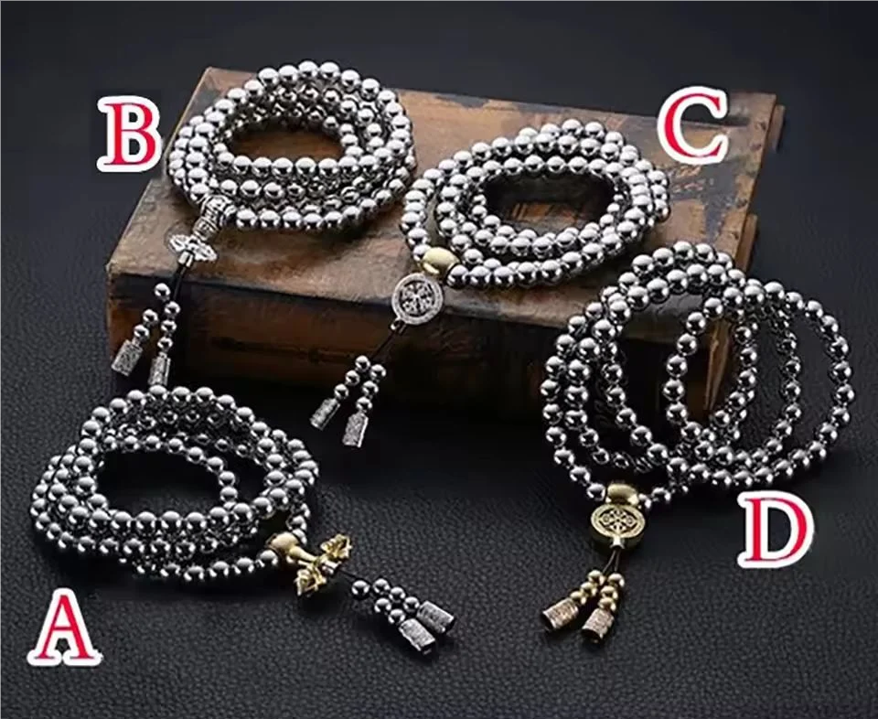 Tactical EDC Metal Titanium Necklace Steel 118-128 Buddha Beads Metal Chain Self Protection Gear Tools Outdoor Self-defense Tool