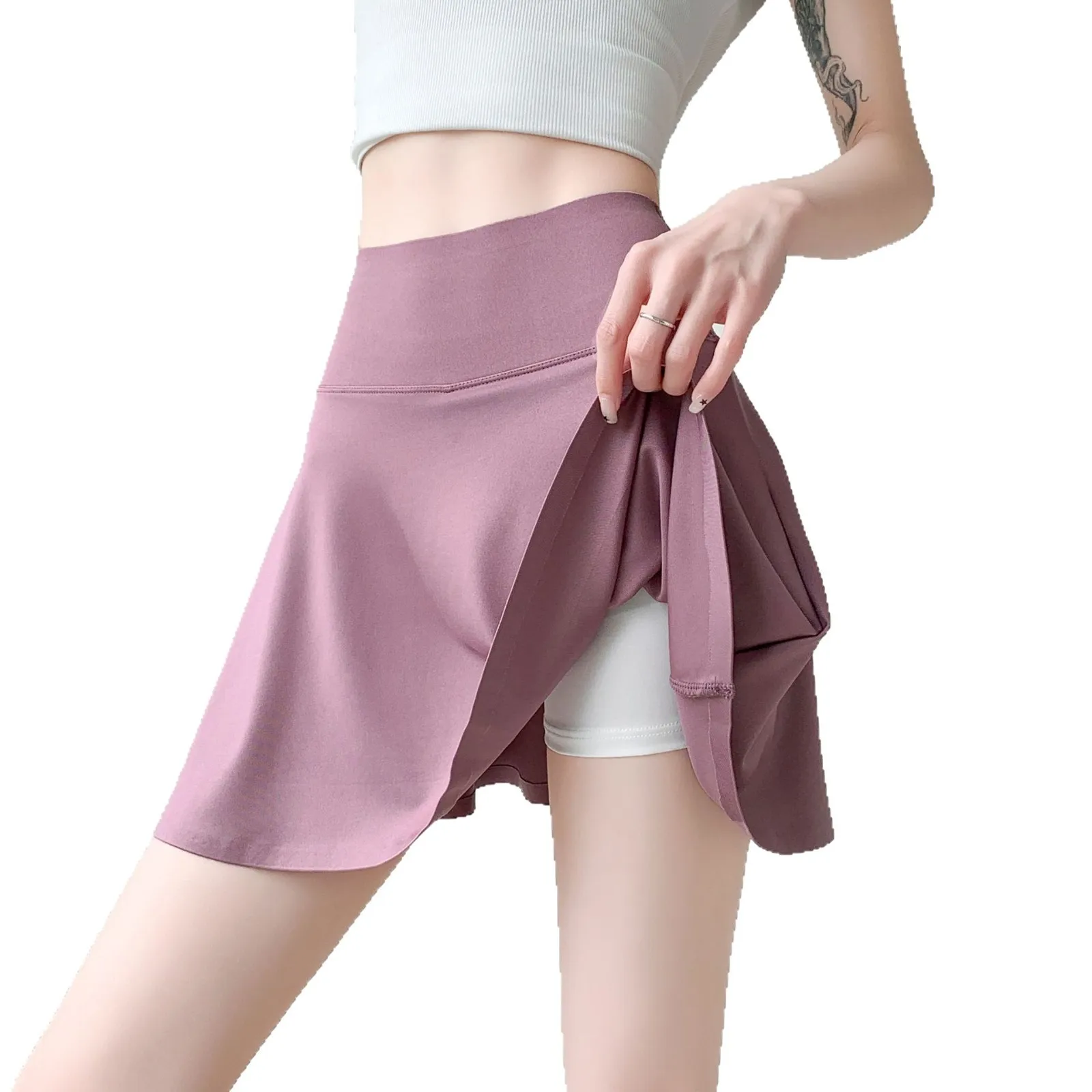 Sportlicher Rock mit Haifisch-Print – Anti-Licht-Yoga-Rock für Damen für Laufen, Fitness, Tennis und Badminton