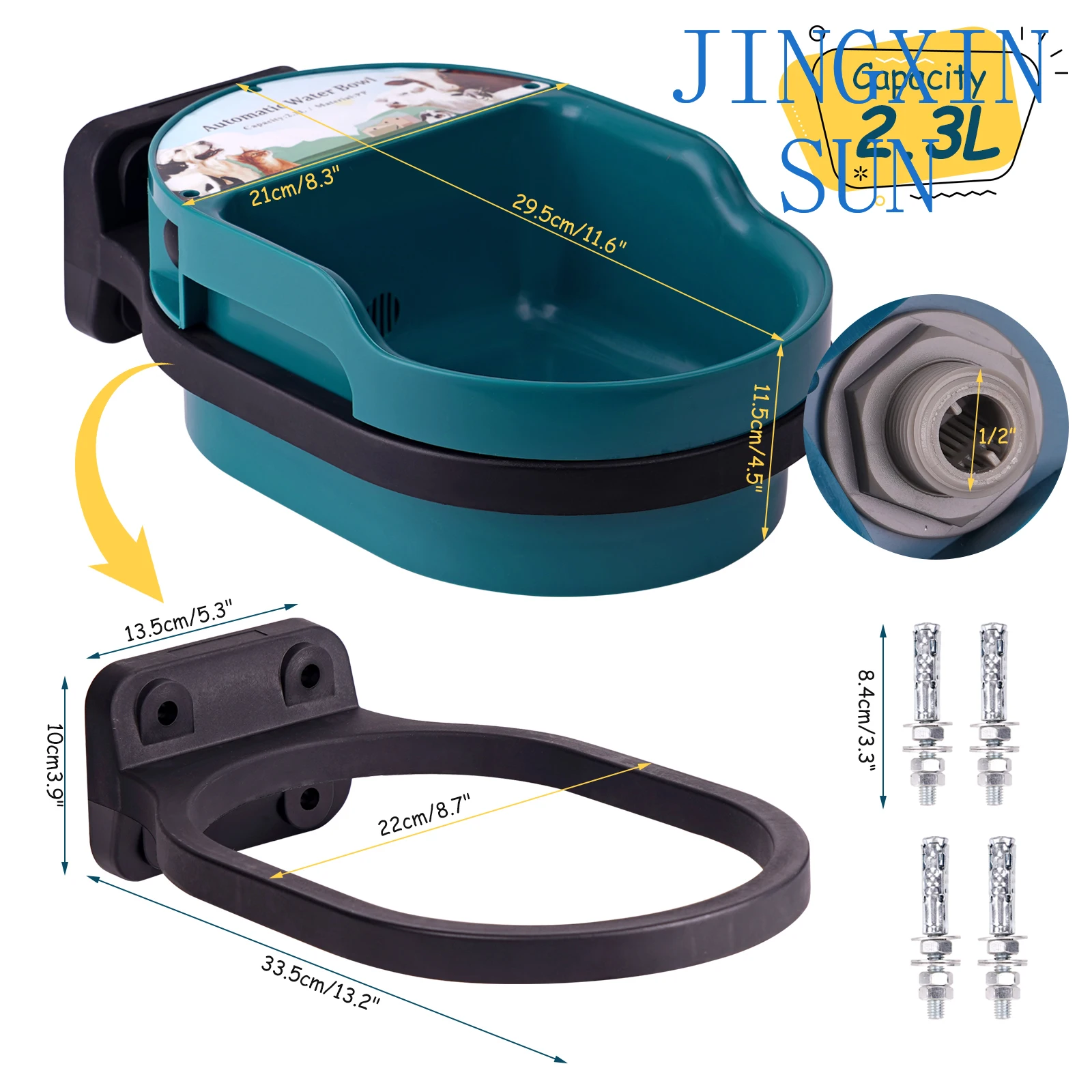 Livestock Feeding Water Equipment Pig Cattle Sheep Dog Automatic Drinking Bowl with Bracket Animal Water Trough