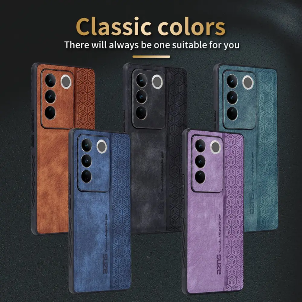 Embossing Case for VIVO V27 Pro V27E Case Leather Skin Retro Shockproof Case for VIVO V25 V27 Pro V29 V29E V27E V25E Slim Cover
