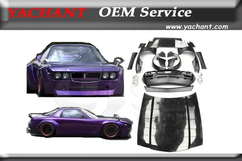 

Комплект обвесов из стекловолокна FRP для тюнинга 92-97 RX7 FD3S PD BOSS: капот, передний бампер, крылья, фары, спойлер, диффузор.