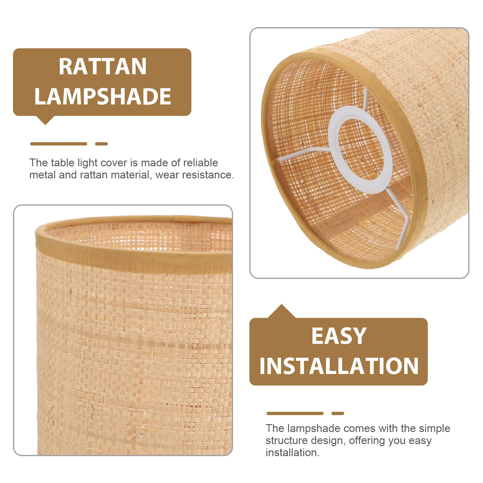 

Rattan Lamp Woven Drum Cover For Table Floor Lamps E27/E14 Rustic Decorative Unique Lamp Shades Light Shade Home Bar Decor