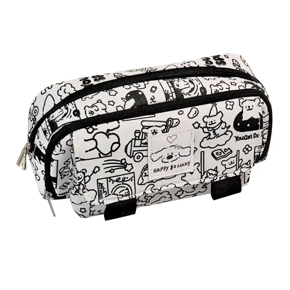 Durable Multi Layered Stationery Storage Bag Multi-function Large-capacity Stationery Organizer Portable Pencil Case