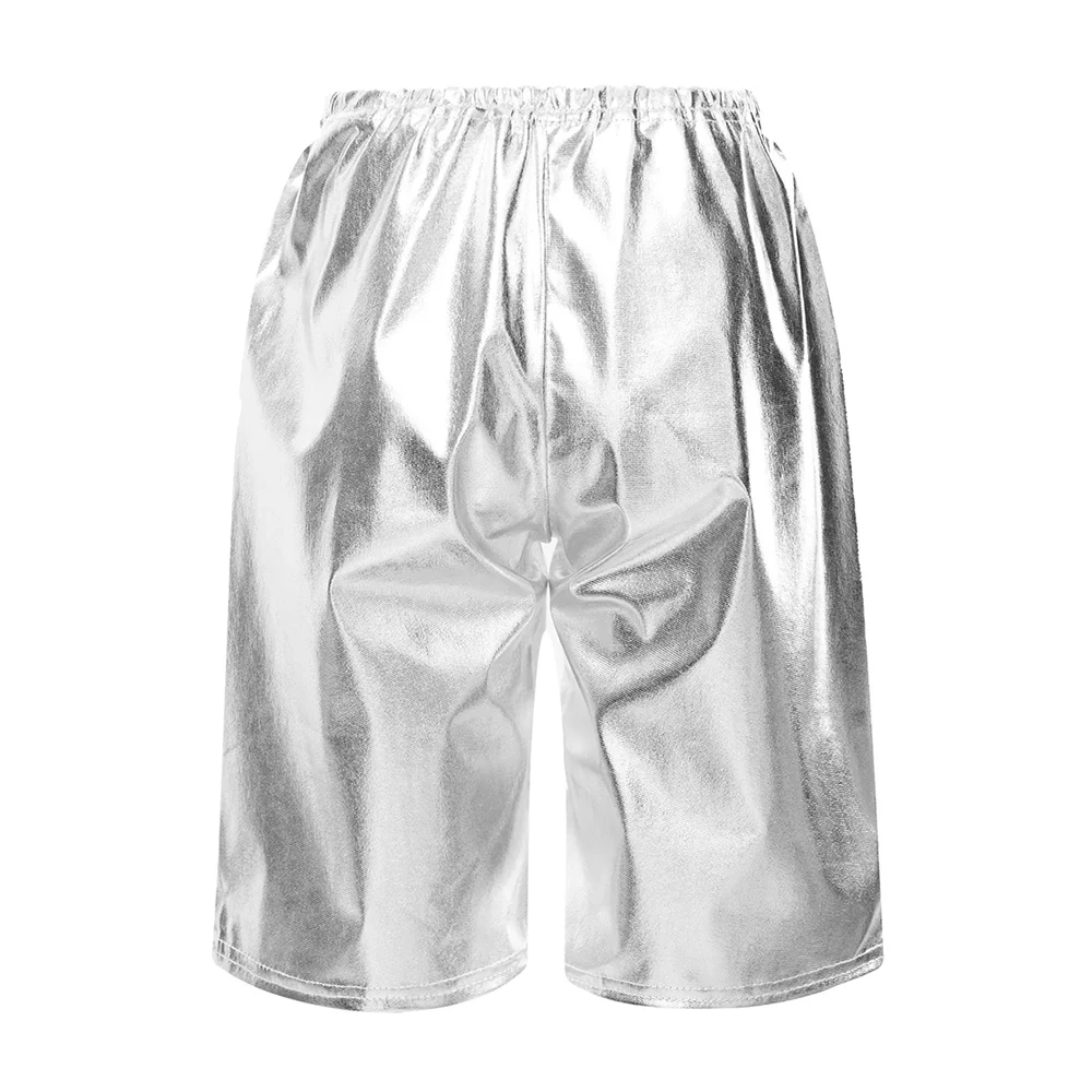 Pantalons métalliques 1/2 pour enfants garçons, shorts de gymnastique brillants, Jazz, Costume Hip Hop pour filles, vêtements de danse de rue, pantalons pour spectacle sur scène de fête