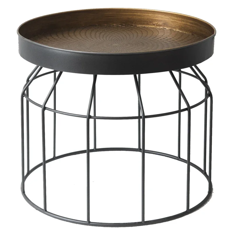 

American-style Wrought Iron Restaurant Coffee Table Retro Living Room Sofa Corner Tables Creative Apartment Cafe Round Tea Table