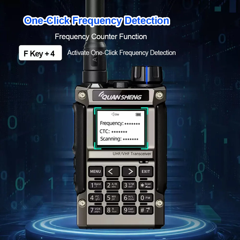 Quansheng Mini Kong UV-K1 50-600MHz Walkie Talkie Daya Tinggi 5W Walkie Talkie Tombol Abu-abu Radio Dua Arah Pemrograman USB