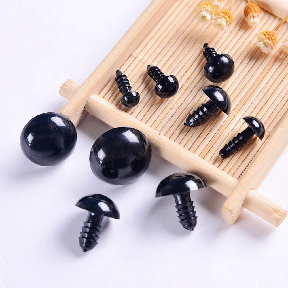 100pcs 5-8mm Eyeball Doll Accessories Black Plastic Eyes Plush Dolls Toy Safety Screw Eye Amigurumi Kids DIY Toys Making Tools