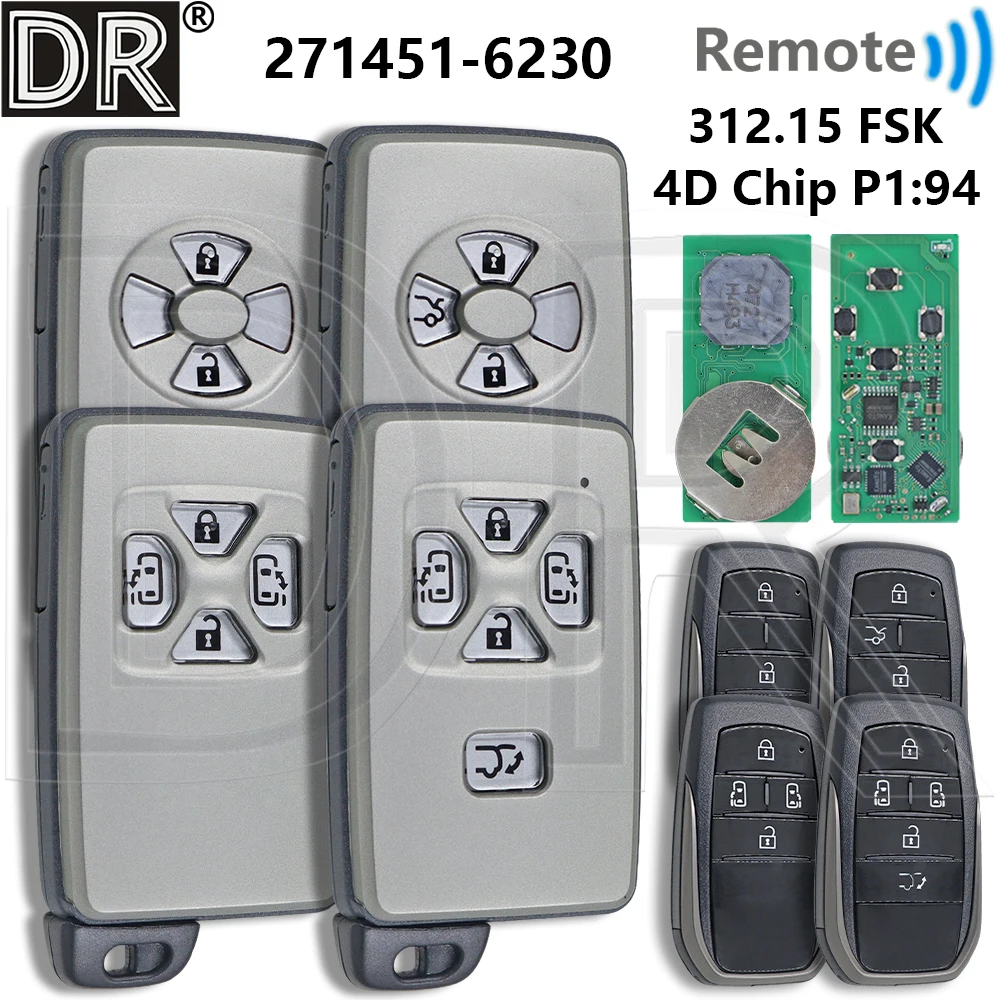 Great 4D Chip 312.15 FSK Board: 271451-6230 Car Remote Key For Toyota Estima RAV4 Alphard  ISIS Vellfire Voxy Noah Vanguard