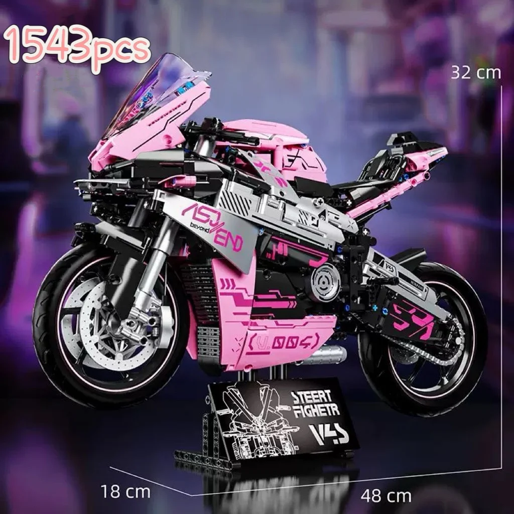 

2025 New Purple Motorcycle Racing Car Furniture Decoration Building Blocks 1543, A Favorite Among Boys and Girls