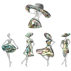 Shell Lady Brooches for Women Unisex 5 Styles Females Model Pins Office Party Friends Gift Accessories