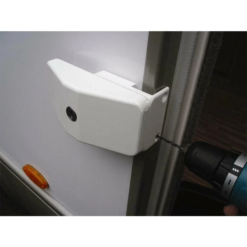 1set Caravan Security Door Frame Lock Sliding Lock For Motorhome Secure Locker Garage White with 2 Keys
