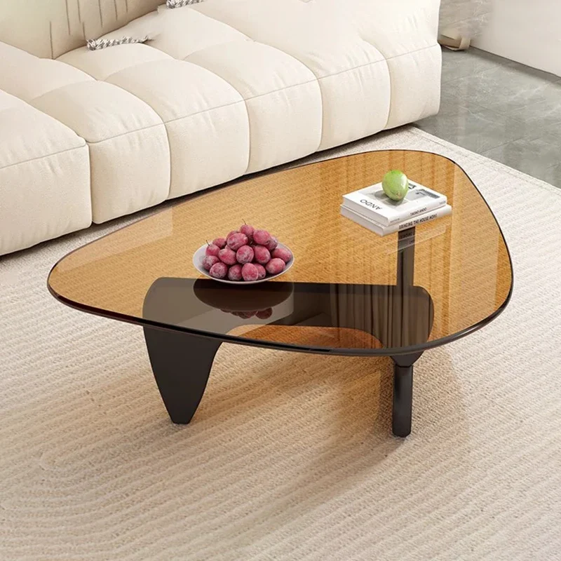 Round Glass Nordic Coffee Tables Minimalist Wood Glamour Regale Living Room Auxiliary Furniture Meuble Salon Home Furniture