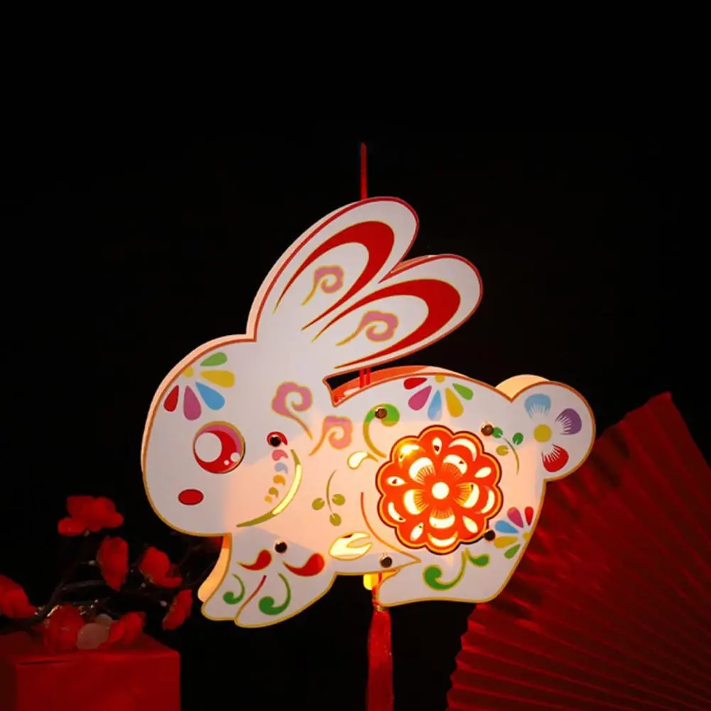 Lantern Crafting Material Chinese Style Diy Lantern Kit with White Rabbit Led Light Handmade Festive for Mid-autumn for Chinese