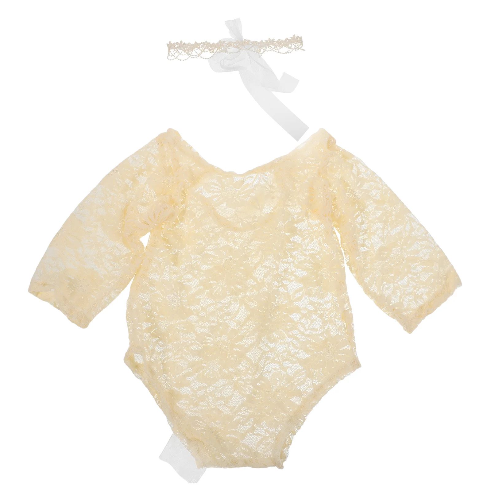 

1Set Newborn Baby Photography Outfit Lace Romper Bowknot Headbands Baby Girl Photo Shoot Dress Newborn Girl Photography Outfits